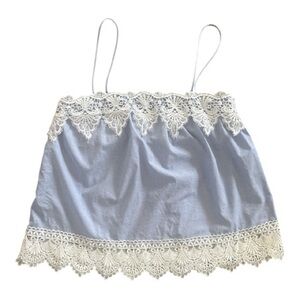 Express Blue and White Lace Trim Camisole